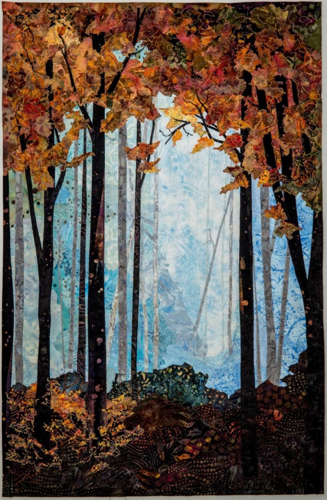 Art quilt of fall scene